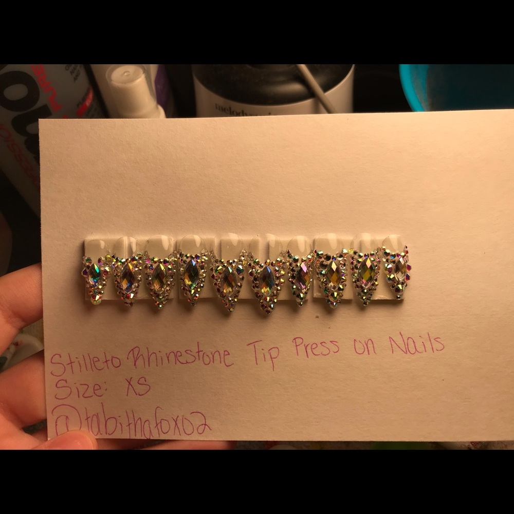 Stiletto Rhinestone Tip Press on Nails